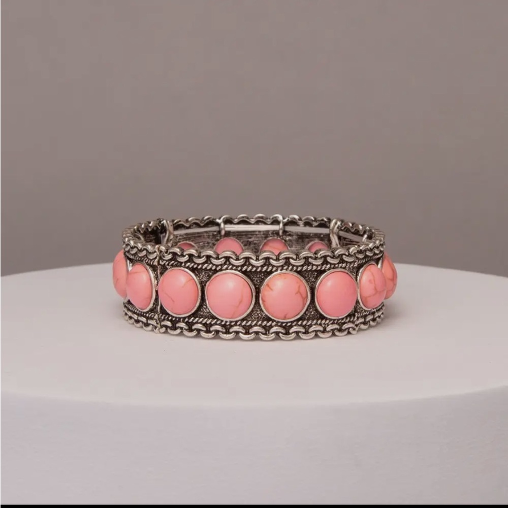 Elegant Silver and Pink Bracelet